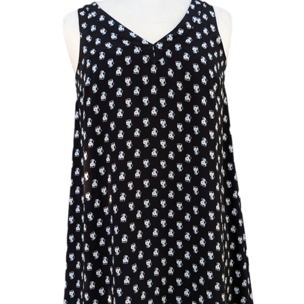 Ann Taylor LOFT Black Floral Print Sleeveless V-Neck Dress X-Small XS